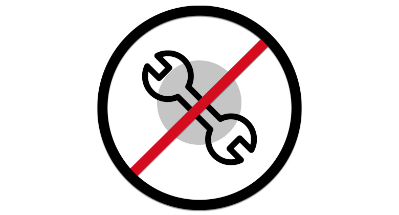 icon of a tool, crossed out